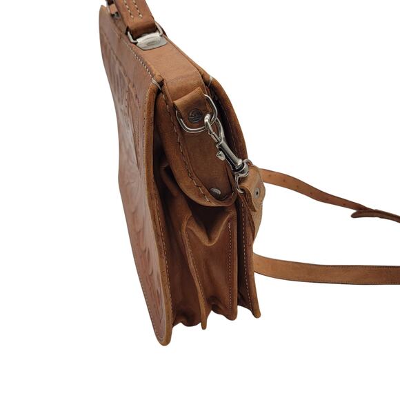 70s Vintage Tooled Leather Briefcase - Picture 5 of 9